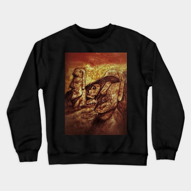 Easter Island Statues Grunge Crewneck Sweatshirt by Matt Starr Fine Art